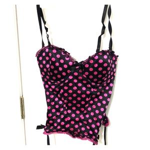 Black and pink polka dot corset